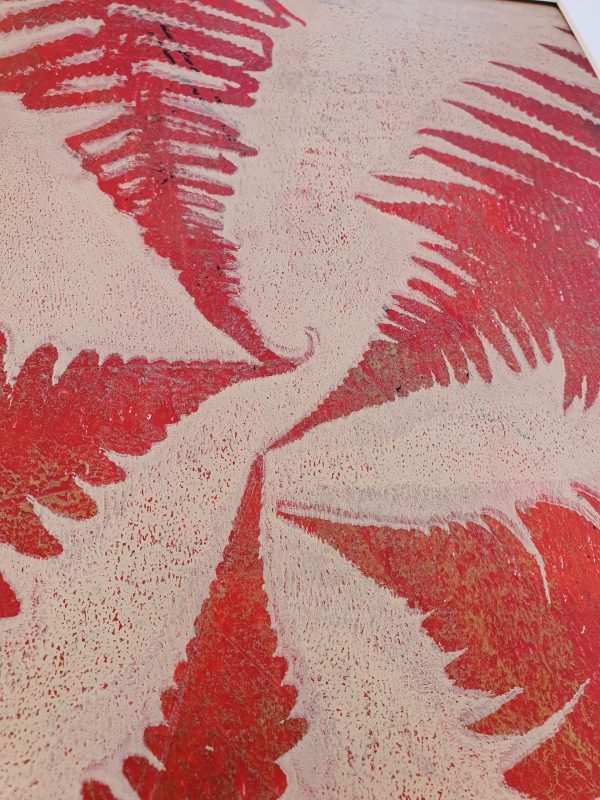VERKAUFT ! 2er SET Farne in rot. Gelliart. Druck auf der Gelplatte in Acryl - Image 3