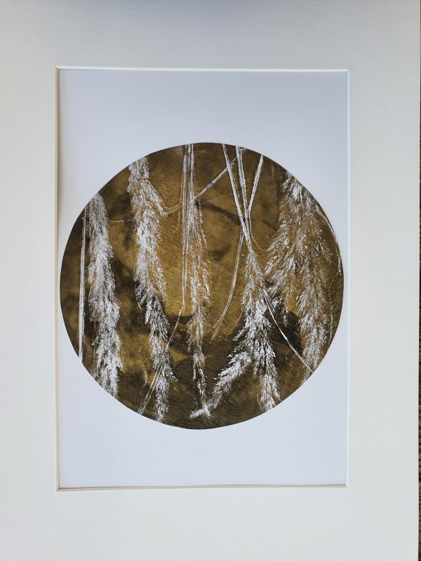 2er SET Gräser in schwarz gold. Gelliart. Druck auf der Gelplatte in Acryl - Image 2