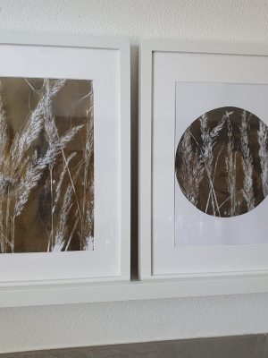 2er SET Gräser in schwarz gold. Gelliart. Druck auf der Gelplatte in Acryl
