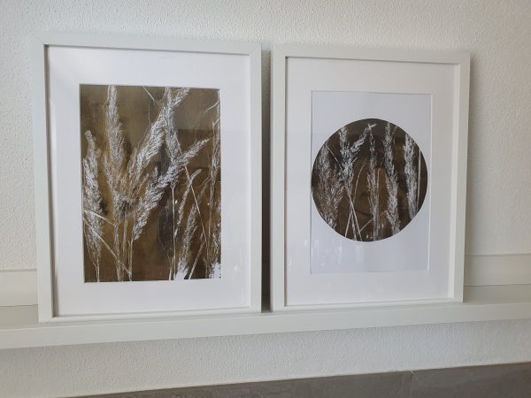 2er SET Gräser in schwarz gold. Gelliart. Druck auf der Gelplatte in Acryl