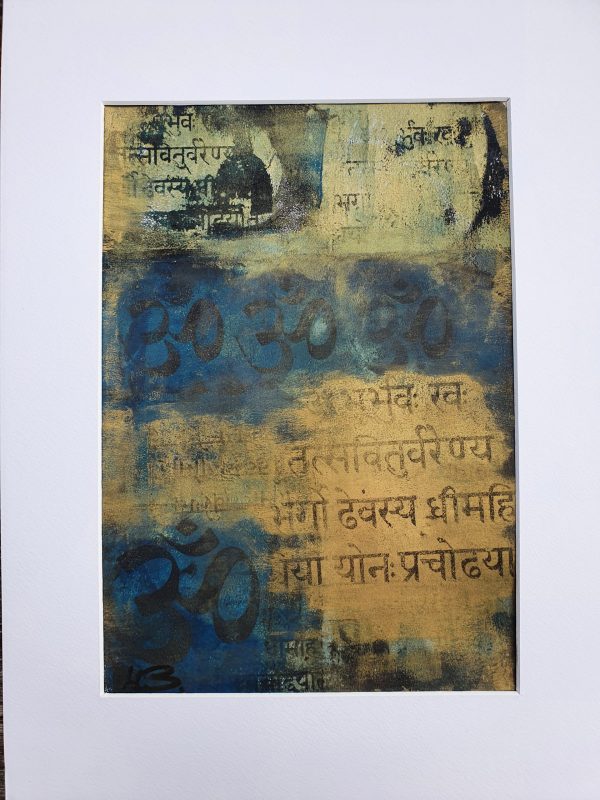 Gayatri Mantra mit 3mal Om. Gelliprint. Druck in Acryl - Image 2
