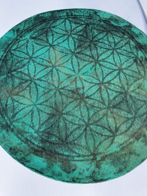 Blume des Lebens. Schimmernd. Gelliprint. Druck in Acryl