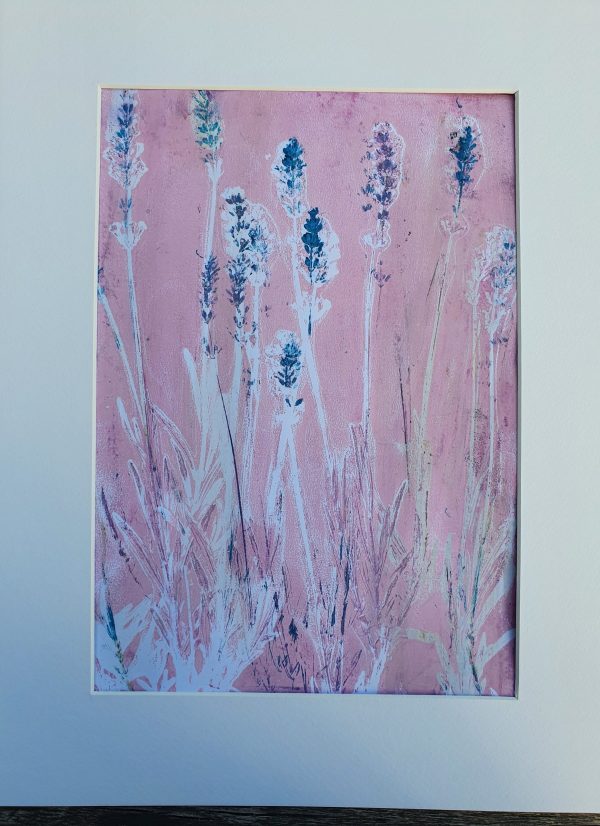 VERKAUFT! Lavendel in rosa. Gelliart. Druck auf der Gelplatte in Acryl - Image 2
