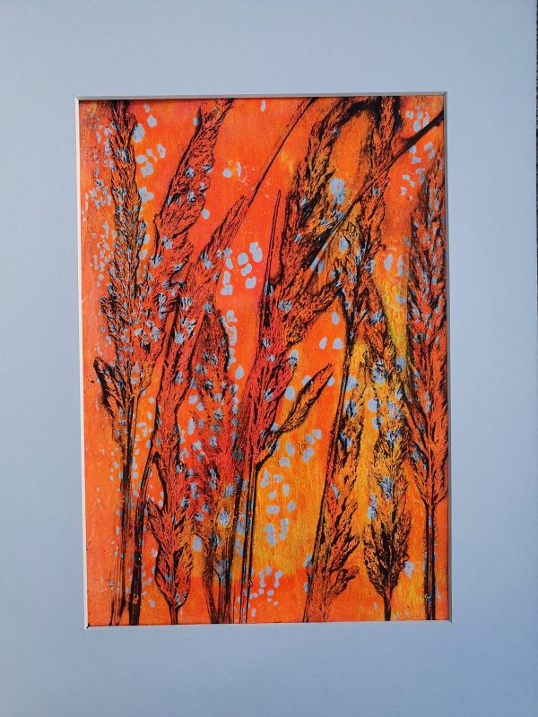 2er SET Farne in neon. Gelliart. Druck auf der Gelplatte in Acryl - Image 2