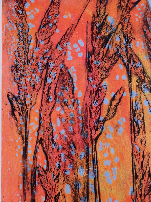 2er SET Farne in neon. Gelliart. Druck auf der Gelplatte in Acryl - Image 4