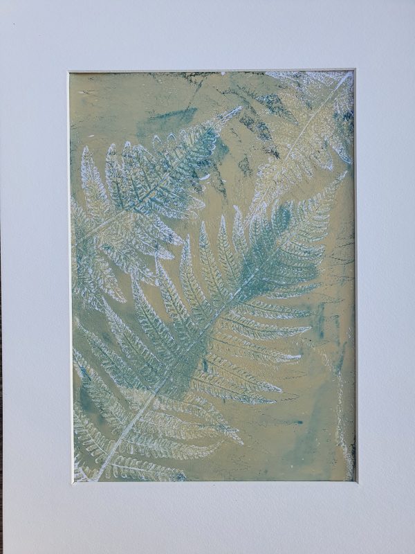 2er SET Farne in beige. Gelliart. Druck auf der Gelplatte in Acryl - Image 4