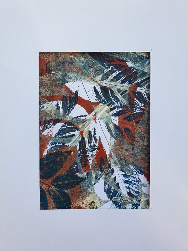2er SET Herbstblätter in rostrot. Gelliart. Druck auf der Gelplatte in Acryl - Image 4