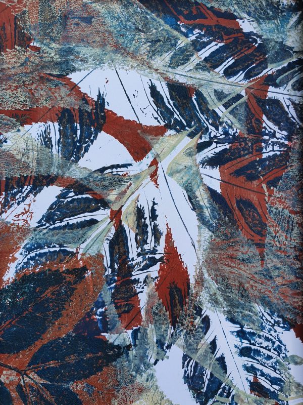 2er SET Herbstblätter in rostrot. Gelliart. Druck auf der Gelplatte in Acryl - Image 5