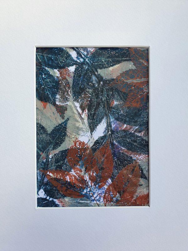3er SET Herbstblätter in Rostbraun. Gelliart. Druck auf der Gelplatte in Acryl - Image 2