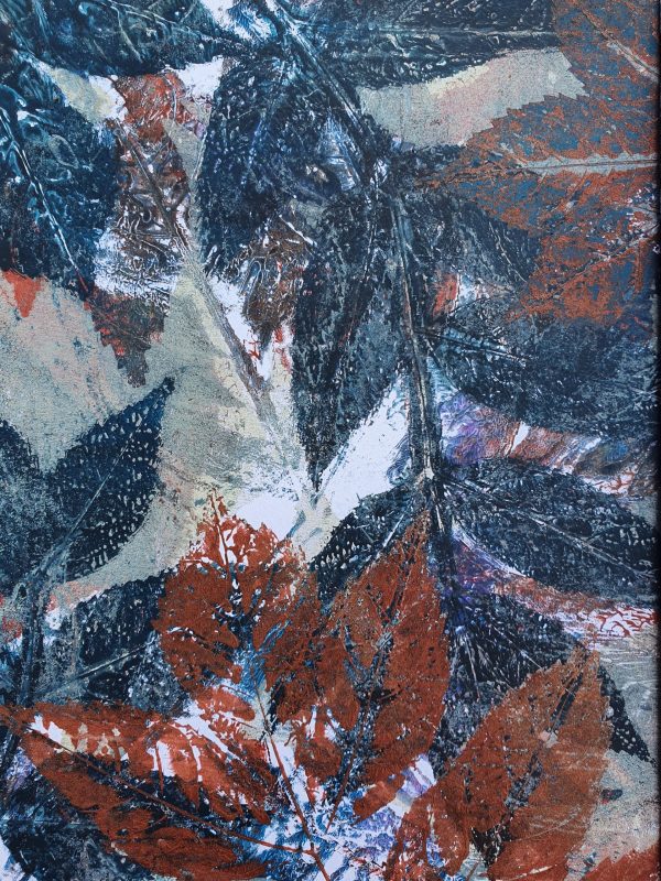 3er SET Herbstblätter in Rostbraun. Gelliart. Druck auf der Gelplatte in Acryl - Image 3