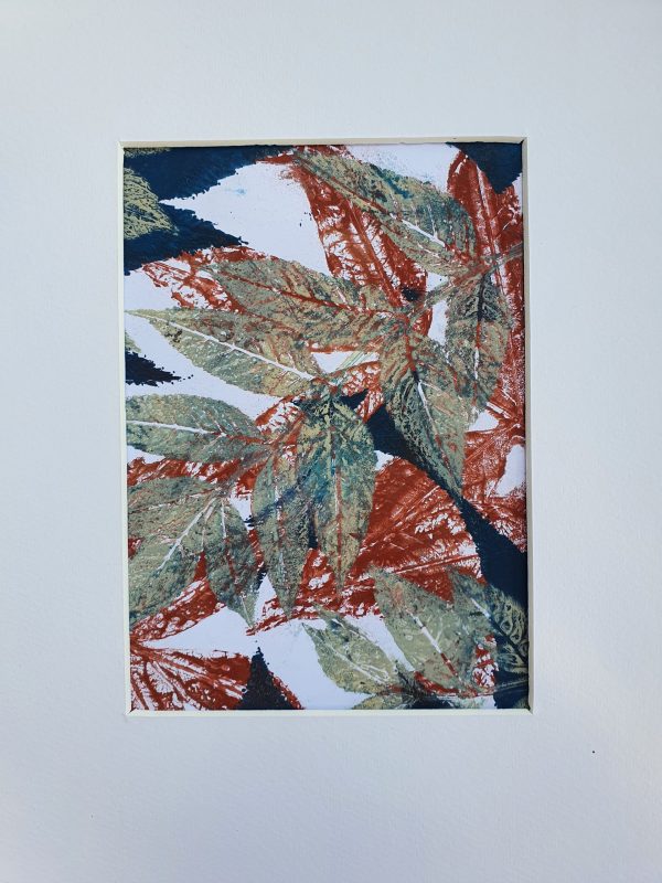 3er SET Herbstblätter in Rostbraun. Gelliart. Druck auf der Gelplatte in Acryl - Image 4