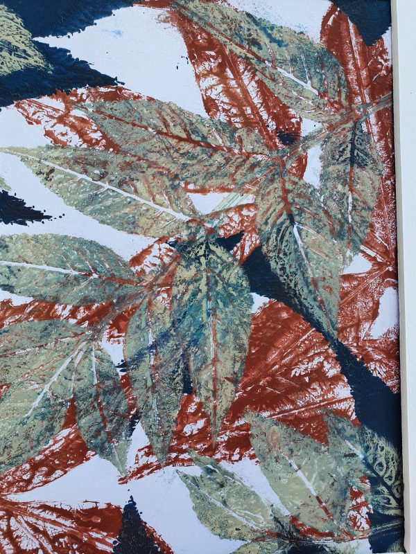 3er SET Herbstblätter in Rostbraun. Gelliart. Druck auf der Gelplatte in Acryl - Image 5