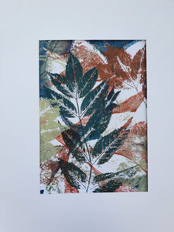 3er SET Herbstblätter in Rostbraun. Gelliart. Druck auf der Gelplatte in Acryl - Image 6