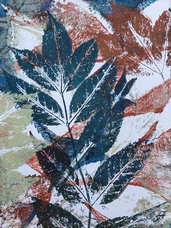 3er SET Herbstblätter in Rostbraun. Gelliart. Druck auf der Gelplatte in Acryl - Image 7