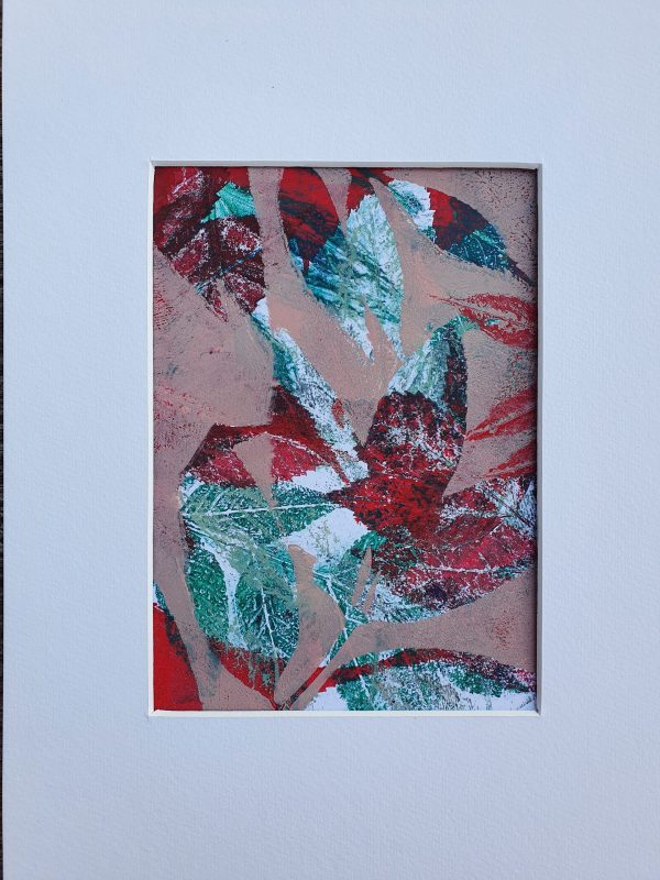 3er SET Herbstblätter in Rot. Gelliart. Druck auf der Gelplatte in Acryl - Image 2