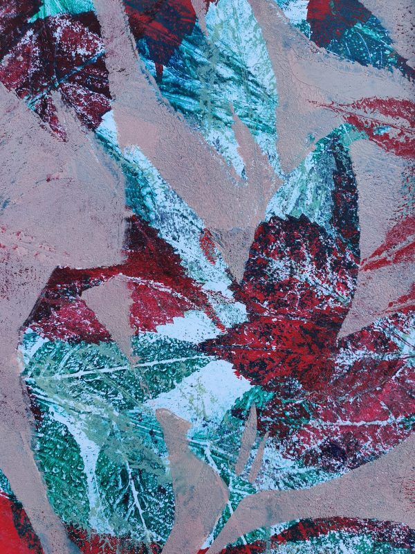 3er SET Herbstblätter in Rot. Gelliart. Druck auf der Gelplatte in Acryl - Image 3