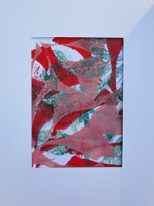 3er SET Herbstblätter in Rot. Gelliart. Druck auf der Gelplatte in Acryl - Image 6