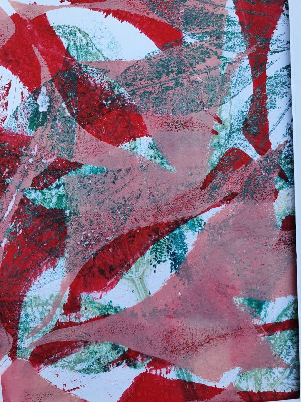 3er SET Herbstblätter in Rot. Gelliart. Druck auf der Gelplatte in Acryl - Image 7