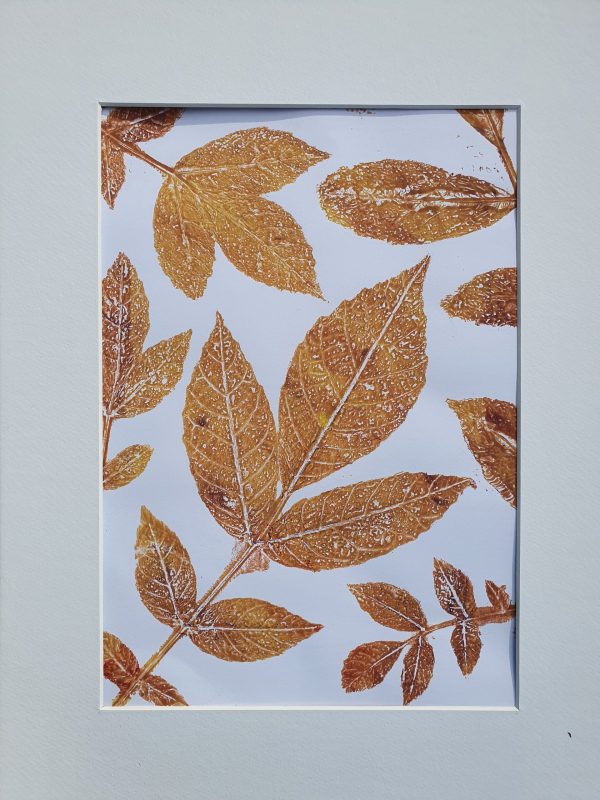 3er SET Monoprint auf der Gelplatte in pink, grün, weiß und Goldtönen - Image 2