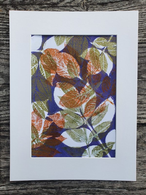 2er SET Monoprint. Handgemacht Druck auf der Gelplatte in grün, braun, Lilatöne - Image 4