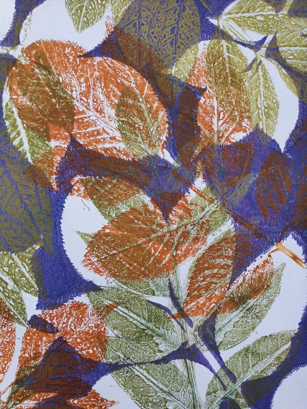 2er SET Monoprint. Handgemacht Druck auf der Gelplatte in grün, braun, Lilatöne - Image 3