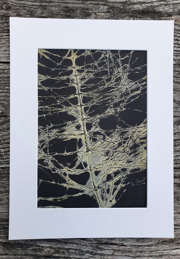 2er SET Monoprint aus Schachtelhalm. Druck auf der Gelplatte. In beige, schwarz - Image 2