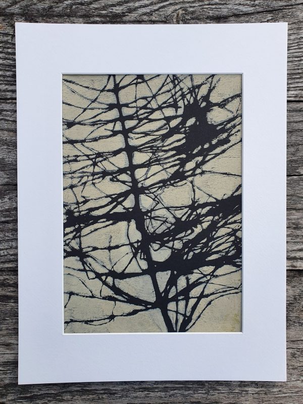 2er SET Monoprint aus Schachtelhalm. Druck auf der Gelplatte. In beige, schwarz - Image 4