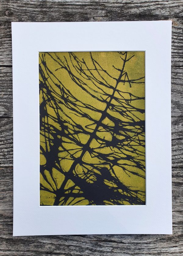 2er SET Monoprint aus Schachtelhalm. Druck auf der Gelplatte. In grün, schwarz - Image 2