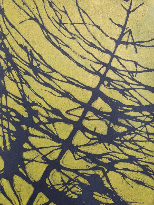 2er SET Monoprint aus Schachtelhalm. Druck auf der Gelplatte. In grün, schwarz - Image 3