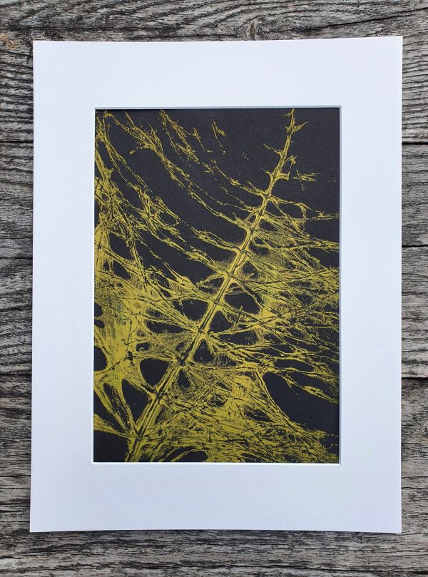 2er SET Monoprint aus Schachtelhalm. Druck auf der Gelplatte. In grün, schwarz - Image 4