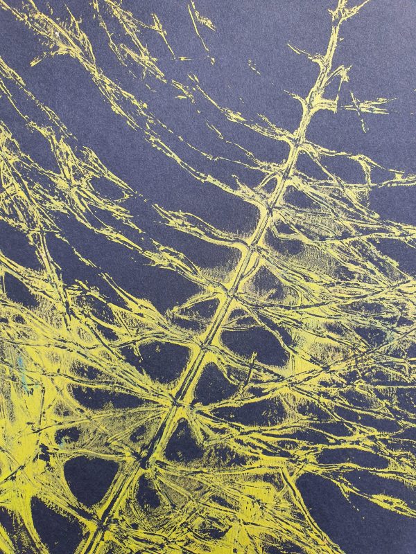 2er SET Monoprint aus Schachtelhalm. Druck auf der Gelplatte. In grün, schwarz - Image 5
