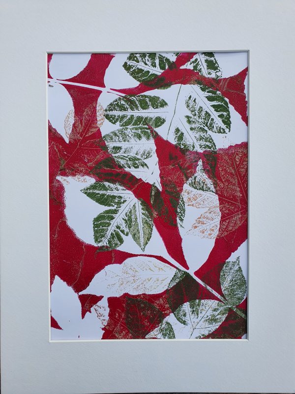 3er SET Monoprint auf der Gelplatte in pink, grün, weiß und Goldtönen - Image 4