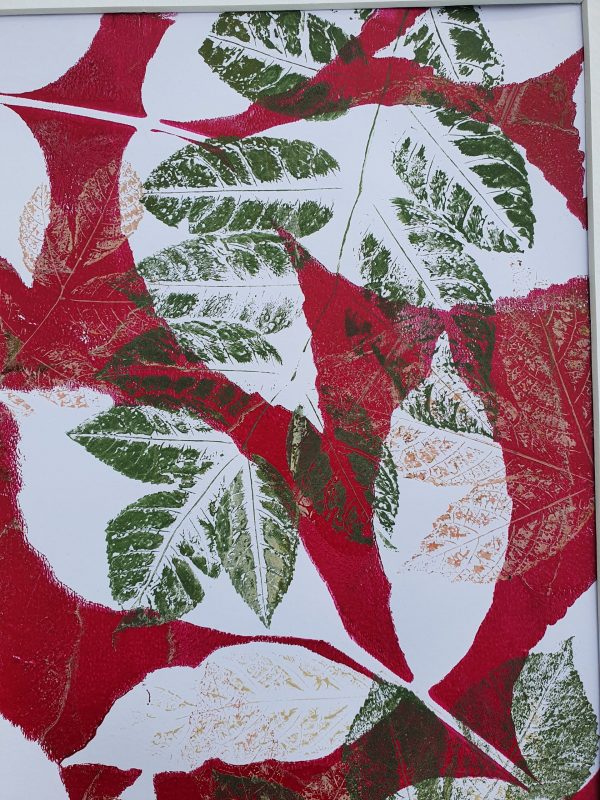 3er SET Monoprint auf der Gelplatte in pink, grün, weiß und Goldtönen - Image 5